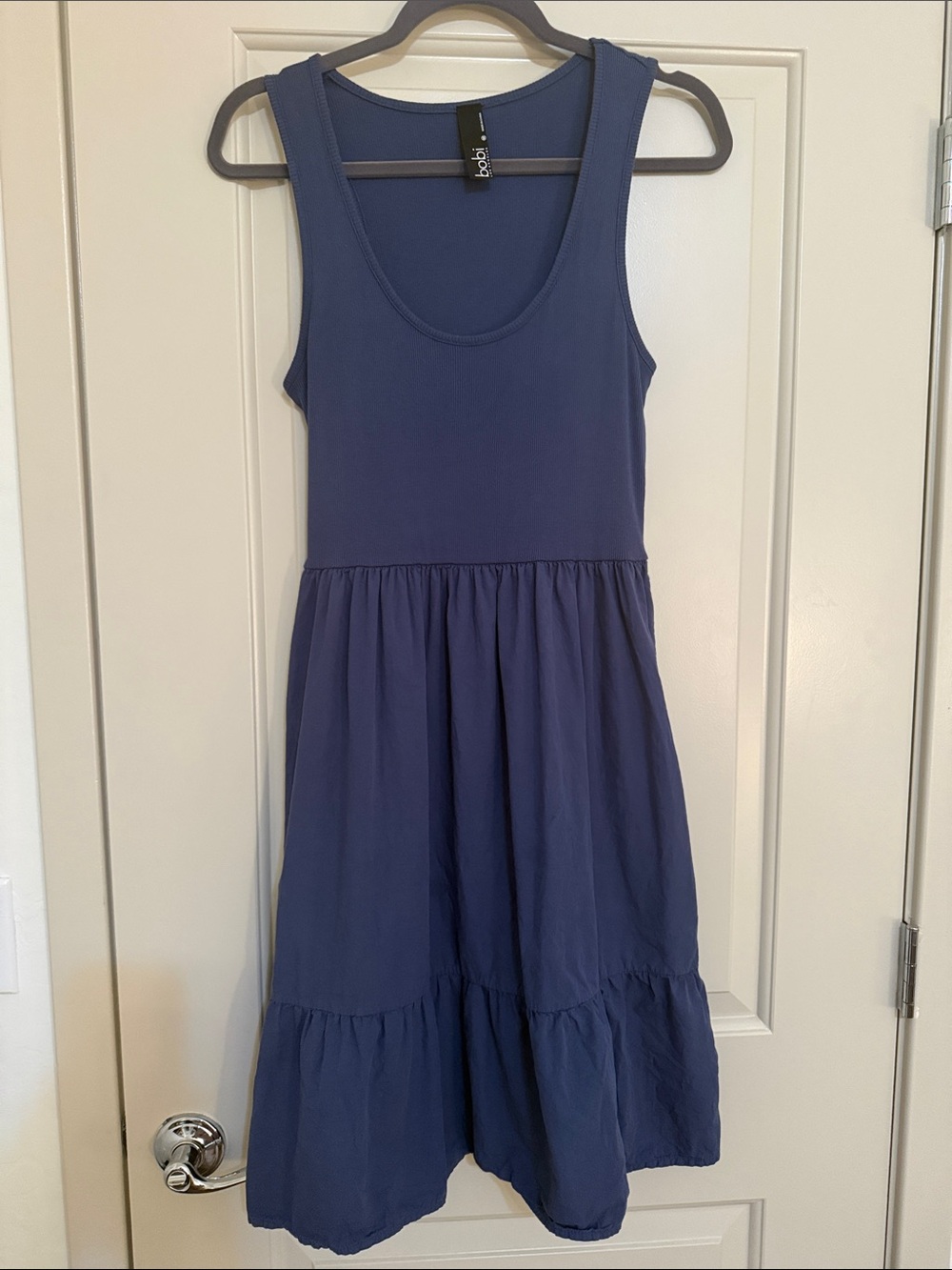 Bobi Los Angeles tiered tank dress medium blue